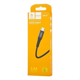  USB-кабель Denmen D02T, Type-C, нейлон, 1.0 м, круглый, черный, фирменная упаковка 