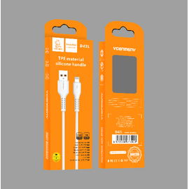  USB-кабель Denmen D42L, Apple 8 pin, силикон, 1.0 м, круглый, черный, фирменная упаковка 