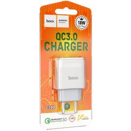  Сетевое зарядное устройство HOCO C72Q/ QC 3.0/ 1 USB/ Выход: 5V_9V_12V, 18W/ Белый, (Арт. HC-32514) 