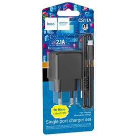  Сетевое зарядное устройство HOCO CS11A/ СЗУ + Кабель Micro 1m/ 1 USB/ Выход: 10.5W/ Черный, (Арт. HC-03584) 