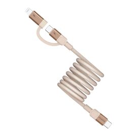  Кабель MOMAX DL58L2 Mag.Link 60W USB-C to USB-C & Lightning Magnetic cable 1M Desert Gold 