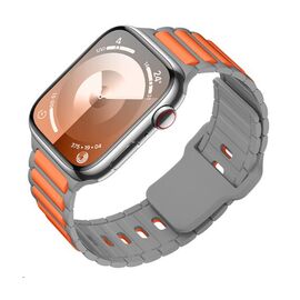  Ремешок HOCO WA31 Flexible для умных часов APPLE Watch 42/44/45/49мм двухцветный силикон серый, оранжевая вставка 