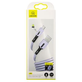  Дата-Кабель USAMS-SJ432 USB - micro USB с индикатором (1 м) силиконовый, фиолетовый (SJ432USB04) 