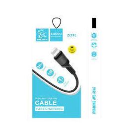  USB-кабель Denmen D39L, Apple 8 pin, нейлон, 3,6А, 1.0 м, круглый, черный 