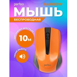 Беспроводная мышь Perfeo, оптич. "RAINBOW", 3 кн, USB, чёрный/оранжевый, (Арт. PF_3436) 