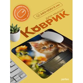  Коврик для компьютерной мыши Perfeo "Cat", Рис.38 (240*200*2 мм), ткань+резиновое основание, (Арт. PF_E1754) 