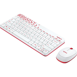  Клавиатура + мышь Logitech MK240 клав белый/красный мышь белый/красный USB беспроводная slim Multimedia (920-008160) 