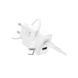  Зарядное устройство HOCO N71 Nuevo PD30W+QC3.0 charger set (Type-C-to-IP (EU) White 