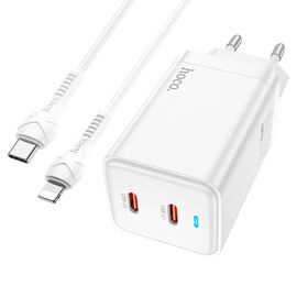 Блок питания сетевой HOCO N23 Starlight 2Type-C 3000mA, 45Вт, QC3.0, PD3.0, кабель 8pin-Type-C белый 