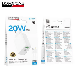  СЗУ BOROFONE BA106A Stellar PD20W+QC3.0 charger set(C to iP)(EU) (белый) 