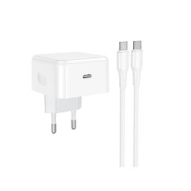  Зарядное устройство HOCO C161A Speed single port PD40W charger set (C to C) EU White 