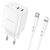 Сетевое зарядное устройство BOROFONE BN9 Reacher 2xUSB-C с Кабелем Type-C - Lightning, 35W, белый 