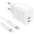  Сетевое зарядное устройство BOROFONE BN9 Reacher 2xUSB-C с Кабелем Type-C - Lightning, 35W, белый 