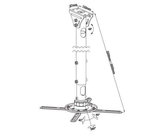  Кронштейн для проектора Kromax PROJECTOR-3000w белый макс.20кг потолочный 