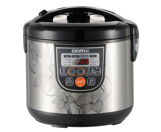  Мультиварка Centek CT-1498 Ceramic (чёрный, сталь) 700Вт, 5.0л, керамическое покрытие чаши, 10 пр-м. 