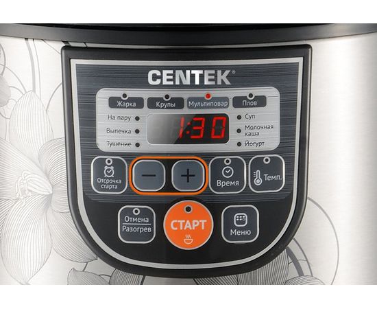  Мультиварка Centek CT-1498 Ceramic (чёрный, сталь) 700Вт, 5.0л, керамическое покрытие чаши, 10 пр-м. 
