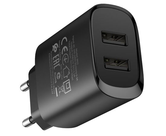  СЗУ Borofone BN2 super fast 5V / 2.1A dual port, black 