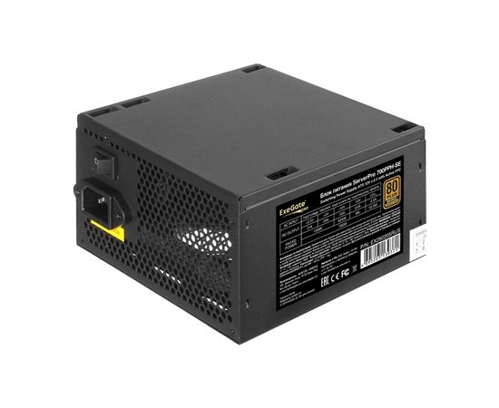  Блок питания ExeGate ServerPRO 80 PLUS® Bronze 700PPH-SE EX292205RUS 700W (ATX, for 3U+ cases, APFC, КПД 89% (80 PLUS Bronze), 12cm fan 