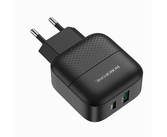  Адаптер Сетевой Borofone BA46A Premium PD+QC3.0 1USB/1Type-C/5V/3A (black) 