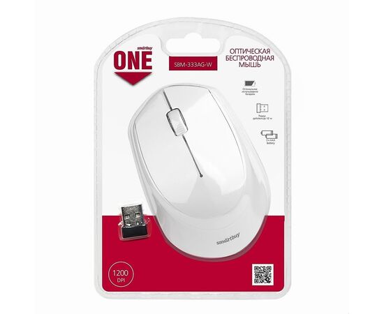  Мышь оптическая беспроводная Smart Buy SBM-333AG-W ONE (white) 