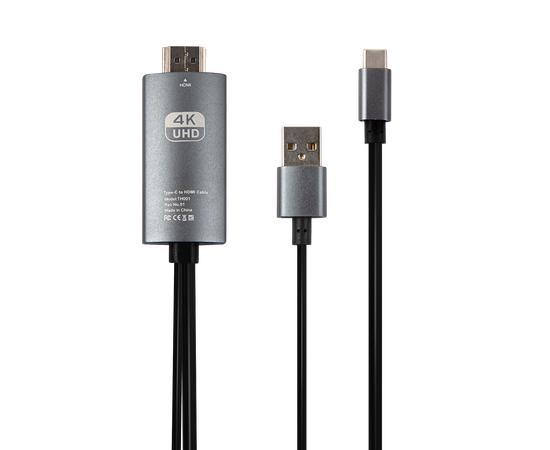  Кабель HDMI - Type-C+USB(питание), HDCP, 60гц 4к, 2 метра, черный 