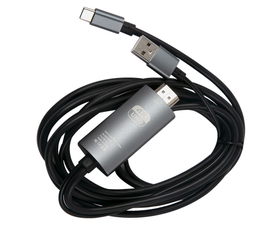  Кабель HDMI - Type-C+USB(питание), HDCP, 60гц 4к, 2 метра, черный 