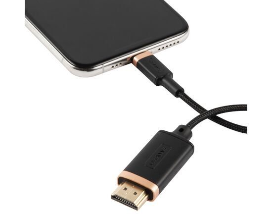  Кабель USAMS US-SJ509 U70 HDMI - Lightning, версия 1.4, 2м, нейлоновая оплетка, черный (SJ509HD01) 