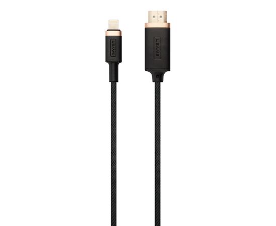  Кабель USAMS US-SJ509 U70 HDMI - Lightning, версия 1.4, 2м, нейлоновая оплетка, черный (SJ509HD01) 