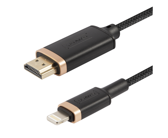  Кабель USAMS US-SJ509 U70 HDMI - Lightning, версия 1.4, 2м, нейлоновая оплетка, черный (SJ509HD01) 