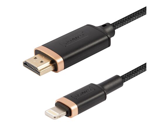  Кабель USAMS US-SJ509 U70 HDMI - Lightning, версия 1.4, 2м, нейлоновая оплетка, черный (SJ509HD01) 