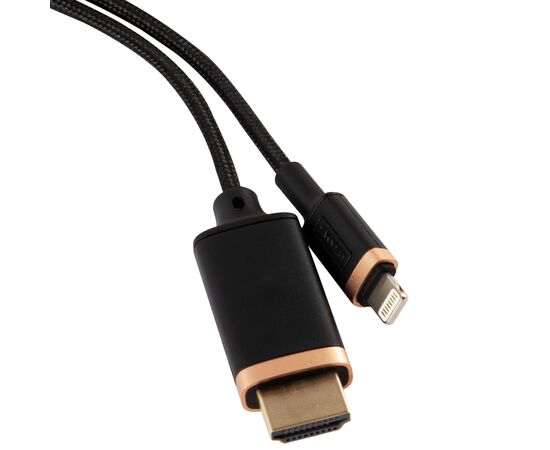  Кабель USAMS US-SJ509 U70 HDMI - Lightning, версия 1.4, 2м, нейлоновая оплетка, черный (SJ509HD01) 
