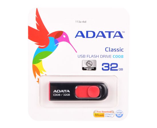  USB-флешка 32GB USB 2.0 A-DATA Black/Red AC008-32G-RKD 