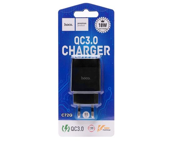  Адаптер Сетевой Hoco C72Q QC3.0 USB 3A/18W (black) (202554) 