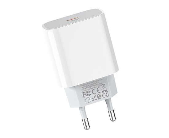  Адаптер Сетевой Hoco C76A Plus 1TYPE-C/5V/3A PD+QC3.0 (white) (207587) 