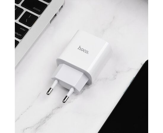  Адаптер Сетевой Hoco C76A Plus 1TYPE-C/5V/3A PD+QC3.0 (white) (207587) 