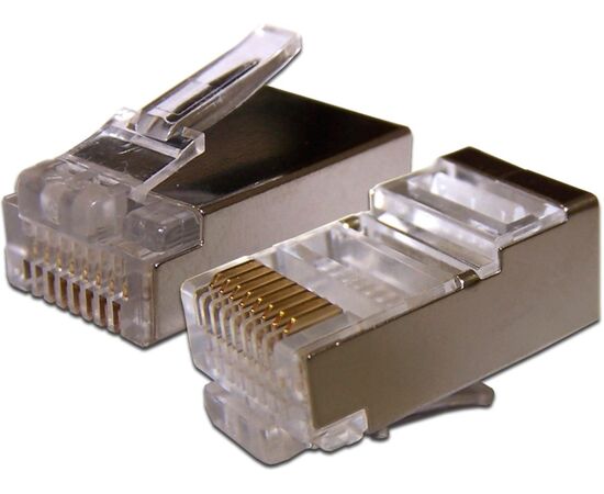  Коннектор LANMASTER (TWT-PL45/S-8P8C-6) RJ45 STP 8P8C, универсальный, cat.6, 100 шт. 
