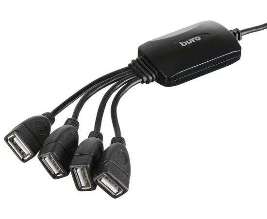  Разветвитель USB 2.0 Buro BU-HUB4-0.3-U2.0-Splitter 4порт. черный 