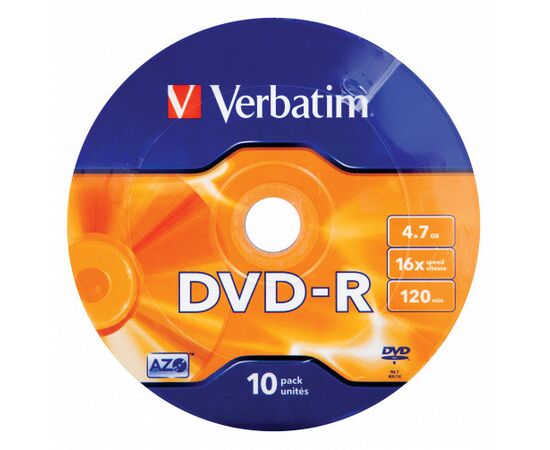  Диск DVD-R Verbatim 4.7Gb 16x Bulk (10шт) (43 729) 