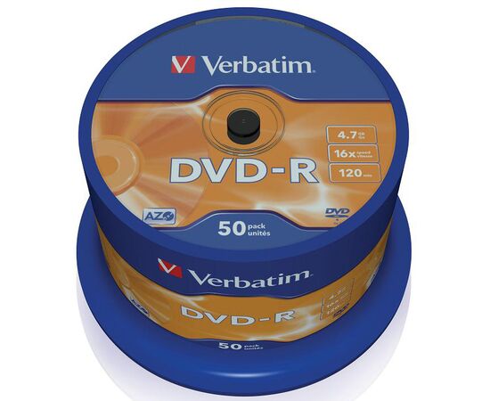  Диск DVD-R Verbatim 4.7Gb 16x Cake Box (50шт) 43548 