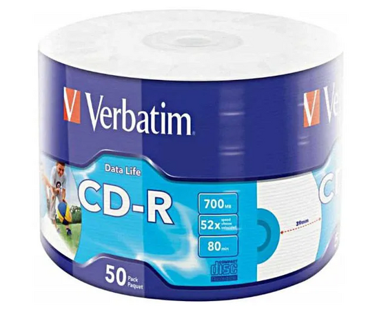  Диск CD-R Verbatim (43794) 700 Mb, 52x, Shrink (50), Ink Printable (50/600) 