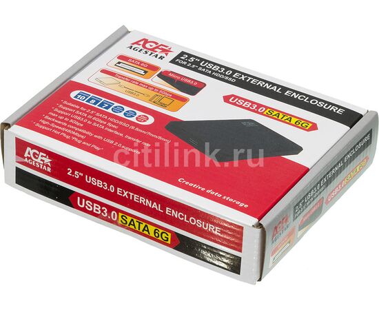 Внешний корпус для HDD AgeStar 3UB2P2 Sata III пластик черный 2.5" 