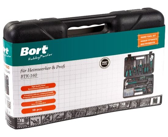  Набор инструментов Bort BTK-160 38 предметов (жесткий кейс) 