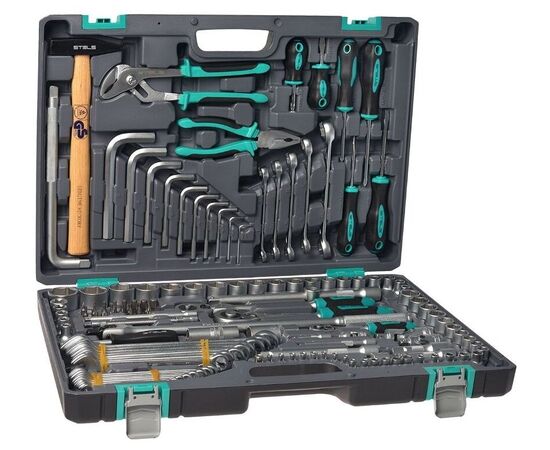  Набор инструмента STELS 14107 142 предм пластиковый кейс 1/2",3/8", 1/4", CRV 