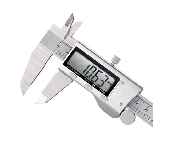  Штангенциркуль электронный Deli DL91150 150мм, метрическая/дюймовая конвертация, нержавеющая сталь, 3 кнопочное управление, светодиодный дисплей, 1,5 