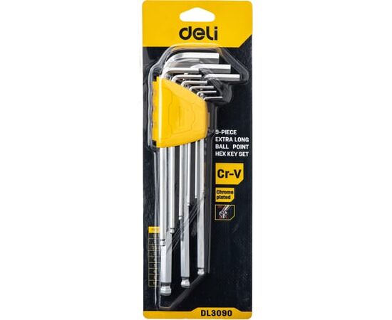  Набор ключей шестигранных Deli DL3090 с шаром сверхдлинных 1,5-10 мм 