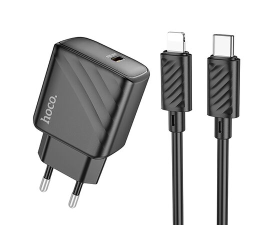  Адаптер Сетевой с кабелем Hoco CS22A Value PD Type-C 30W (Type-C/Lightning) (black) (222787) 