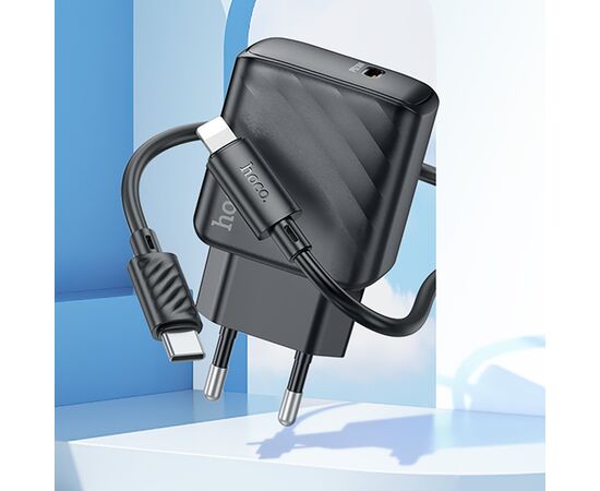  Адаптер Сетевой с кабелем Hoco CS22A Value PD Type-C 30W (Type-C/Lightning) (black) (222787) 