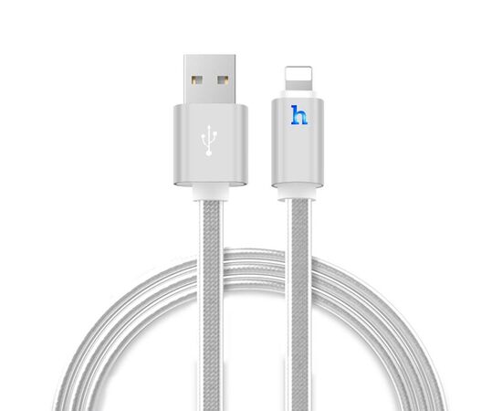  Кабель USB HOCO UPL12 Metal Jelly USB - Lightning, 2.1А, 2 м, серебристый 