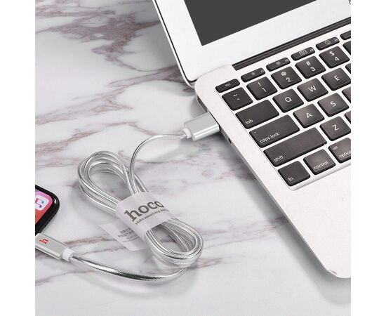  Кабель USB HOCO UPL12 Metal Jelly USB - Lightning, 2.1А, 2 м, серебристый 
