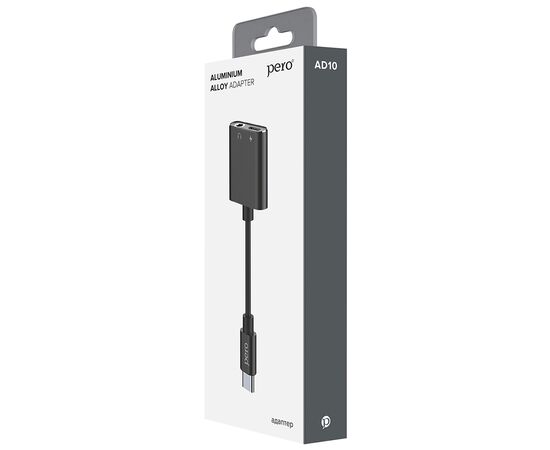  Адаптер PERO AD10 USB TYPE-C TO USB TYPE-C/MINI JACK 3.5, черный 